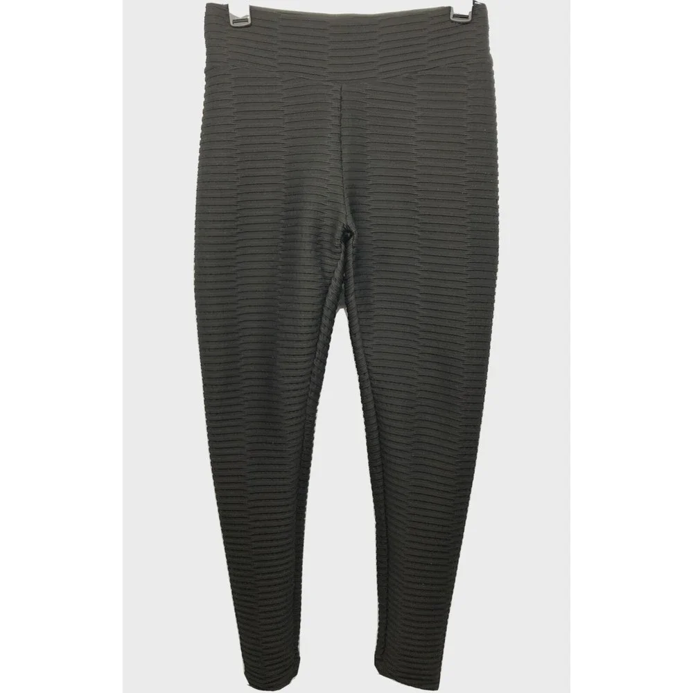 Black Linear Textured Scrunch Leggings / TikTok Leggings XL - Picture 7 of 8